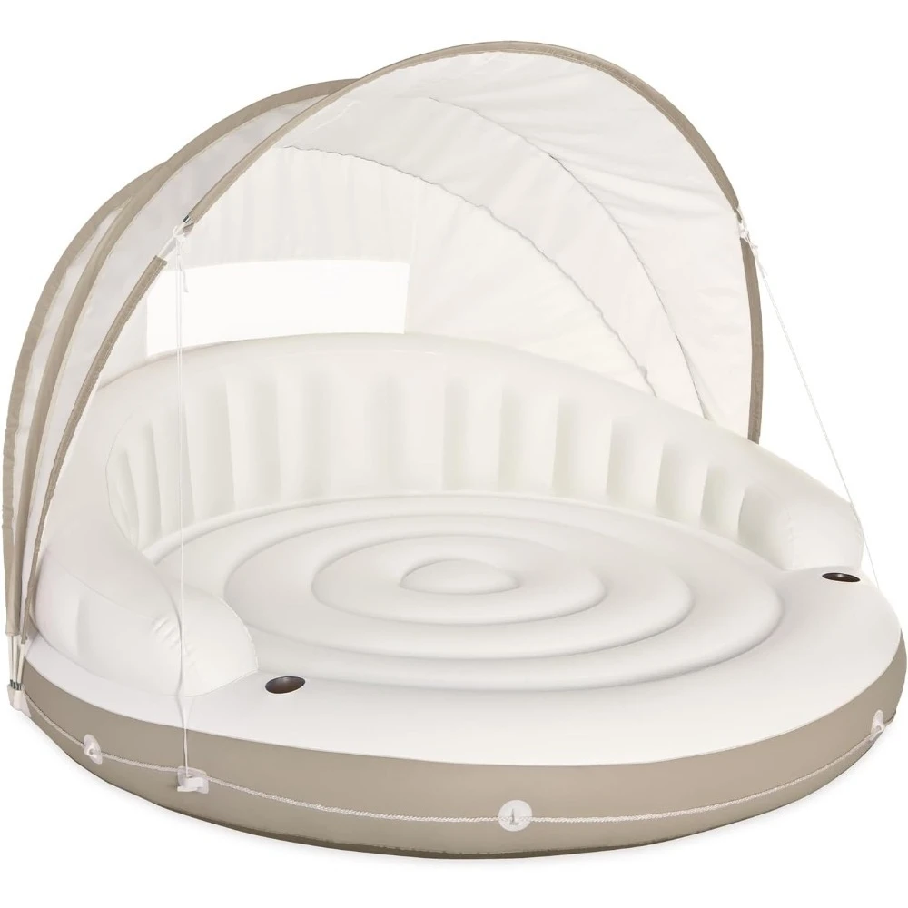 Outdoor Furniture Lounge - Canopy Island Inflatable Pool Float: Comfortable