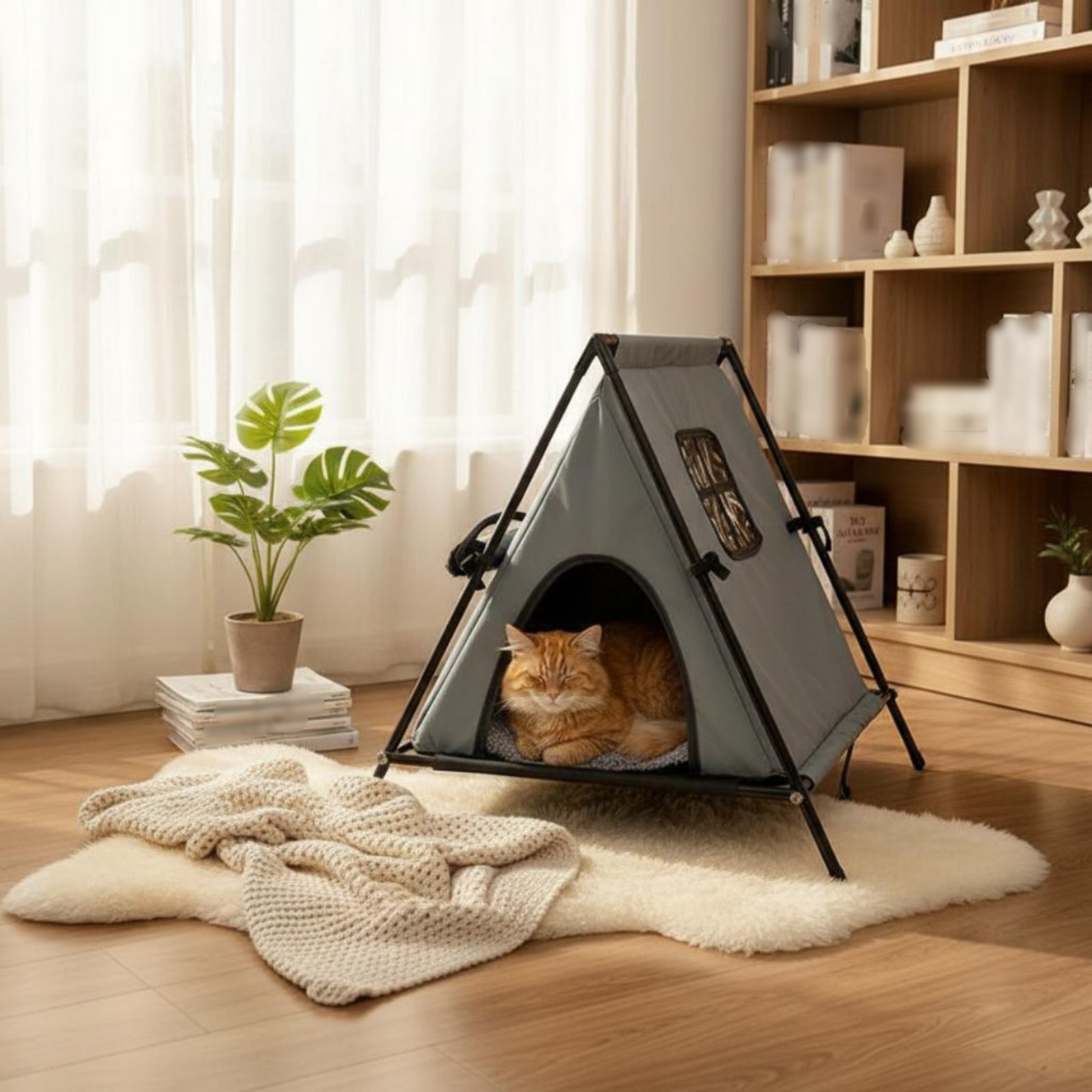 Outdoor Furniture Year Round - Warming Cat House Year-Round Portable Cat