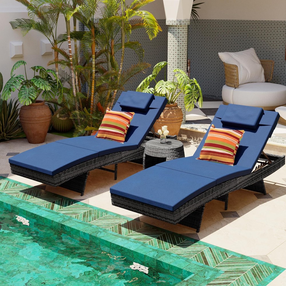 Chaise Lounge Set of 2, Rattan - đánh giá và giá Rattan Lounge Set