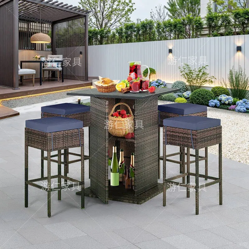 Wicker Rattan Bar Table and Ch - đánh giá và giá Rattan Lounge Set