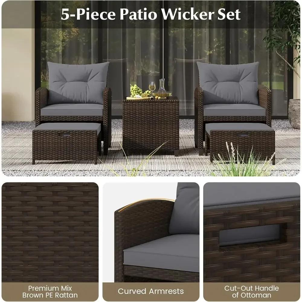 5-Piece Patio Furniture Set wi - đánh giá và giá Rattan Lounge Set