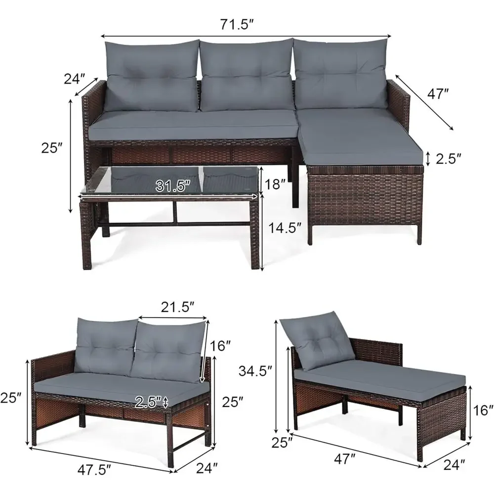 Wicker Patio urniture Set Couc - đánh giá và giá Rattan Lounge Set